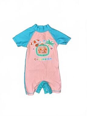 CoComelon Baby 6-12M Pink and Blue Short Sleeve Rash Guard Swim Suit